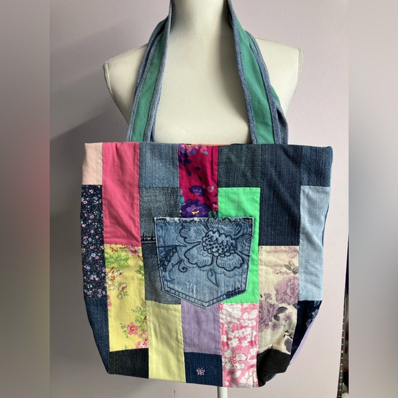 Handmade Upcycled Shoulder Bag/Tote, Multicolored - Picture 2 of 3